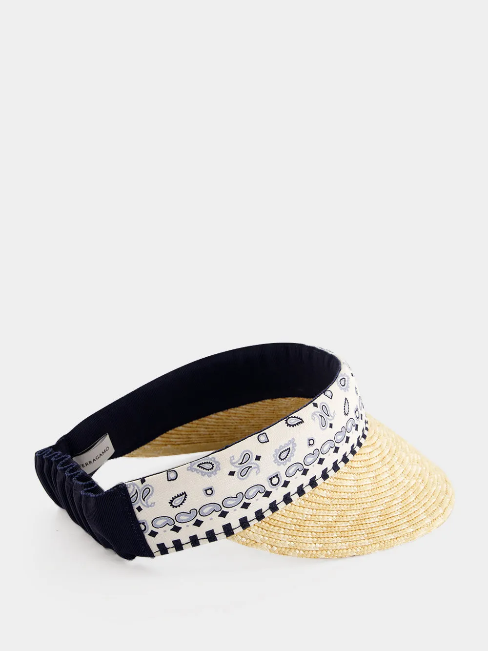 Sky Blue Arabesque Print Straw Visor sold by Fashion Clinic product image thumbnail 3