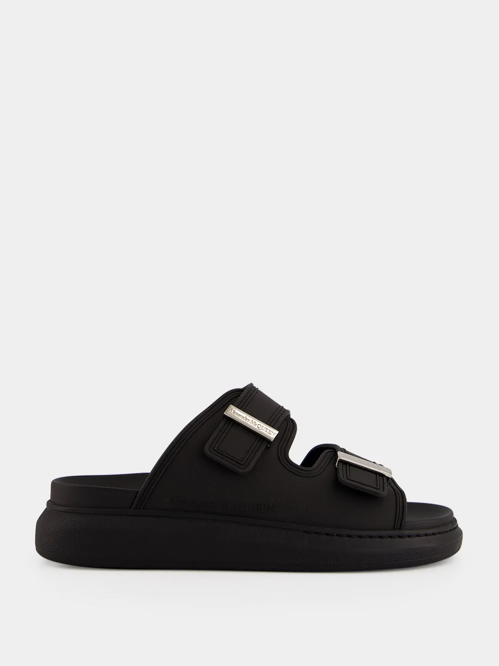 Black Hybrid Rubber Slides sold by Fashion Clinic