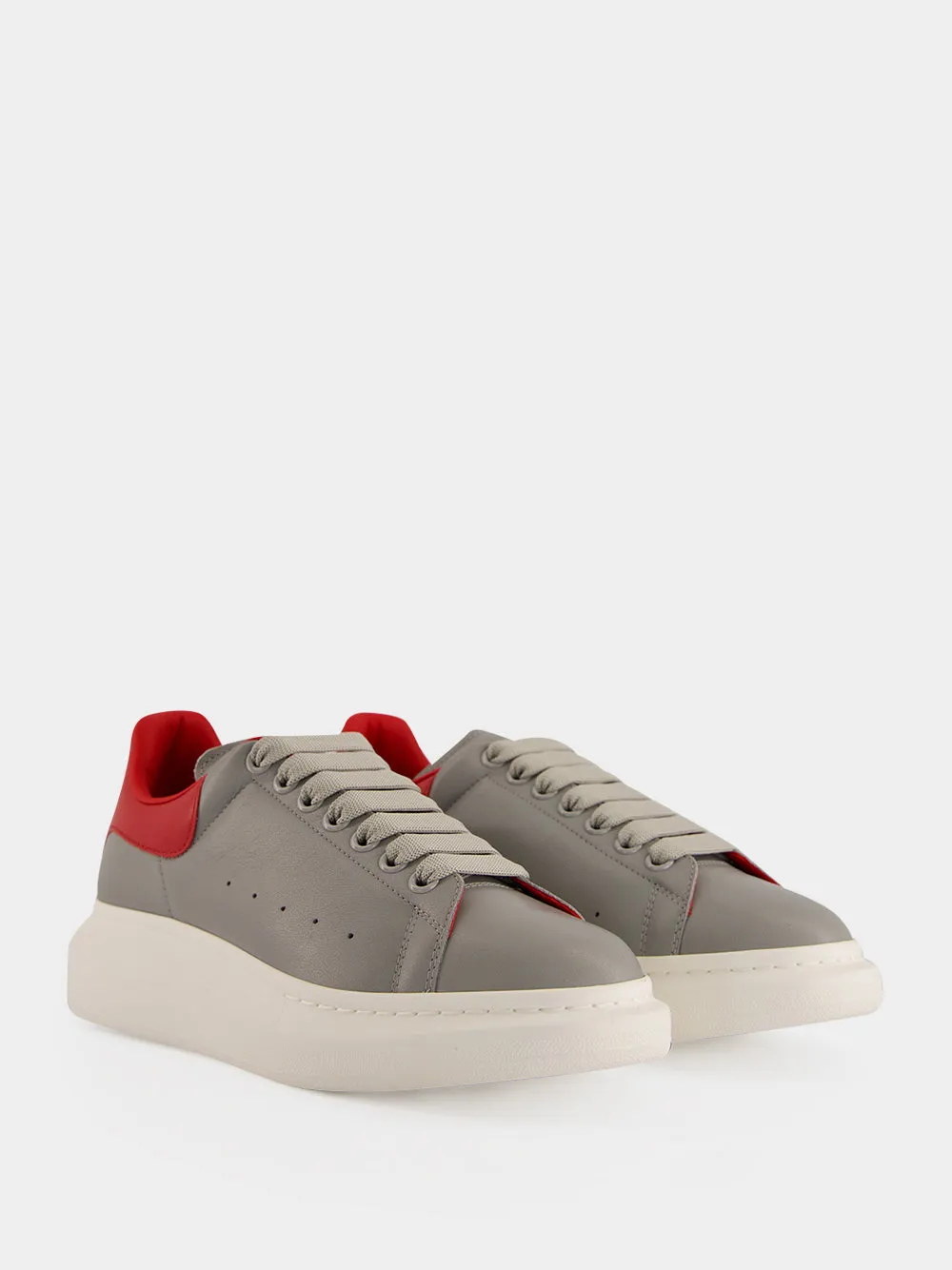 Grey and Red Oversized Leather Sneakers sold by Fashion Clinic product image thumbnail 3