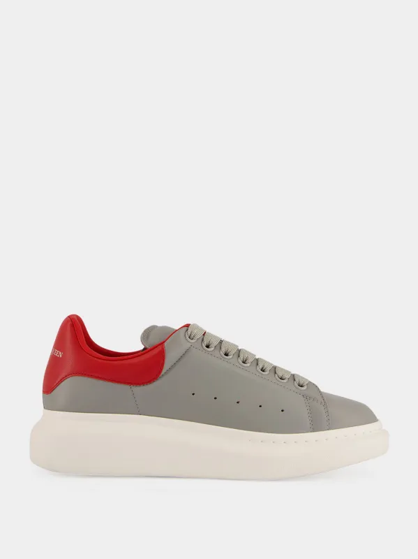Grey and Red Oversized Leather Sneakers made by Alexander McQueen