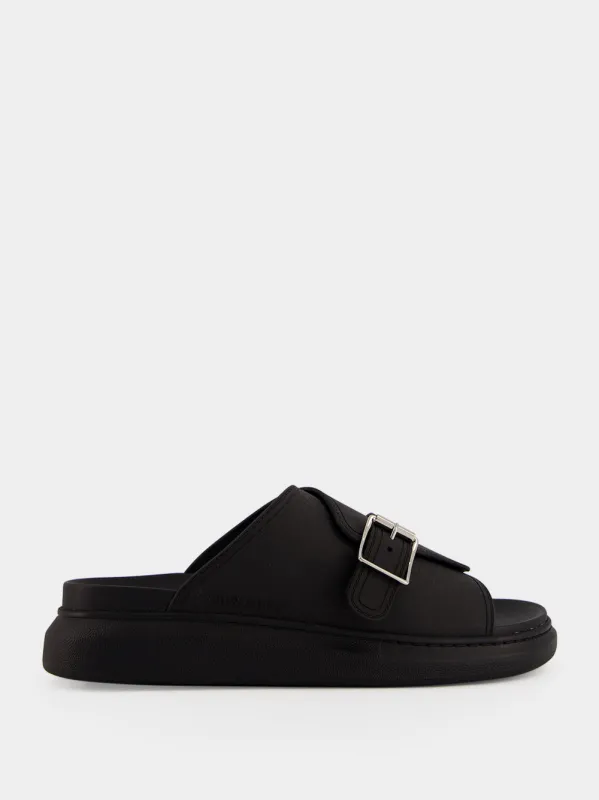Black Single Strap Leather Sandals made by Alexander McQueen