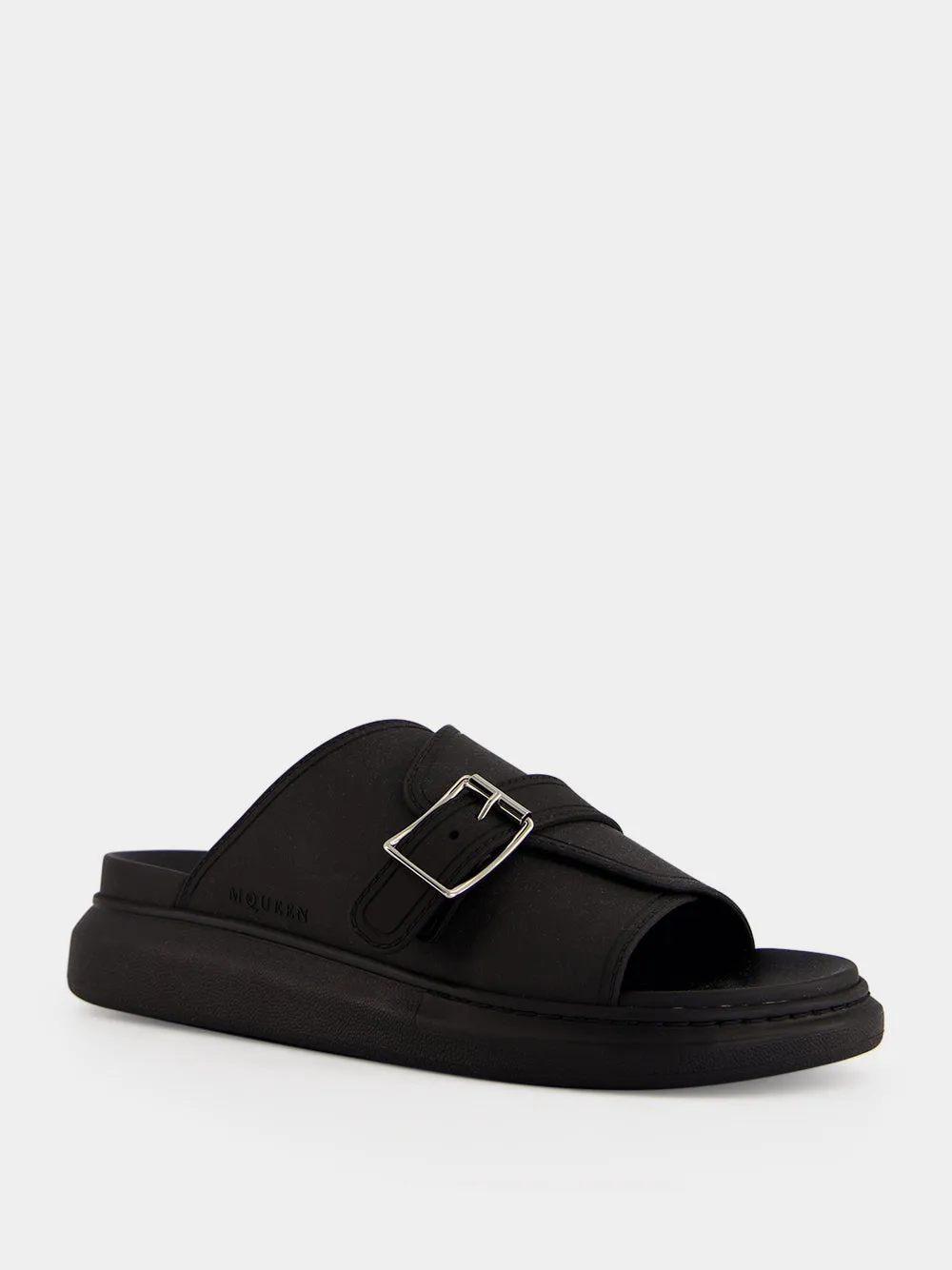 Black Single Strap Leather Sandals sold by Fashion Clinic product image thumbnail 2
