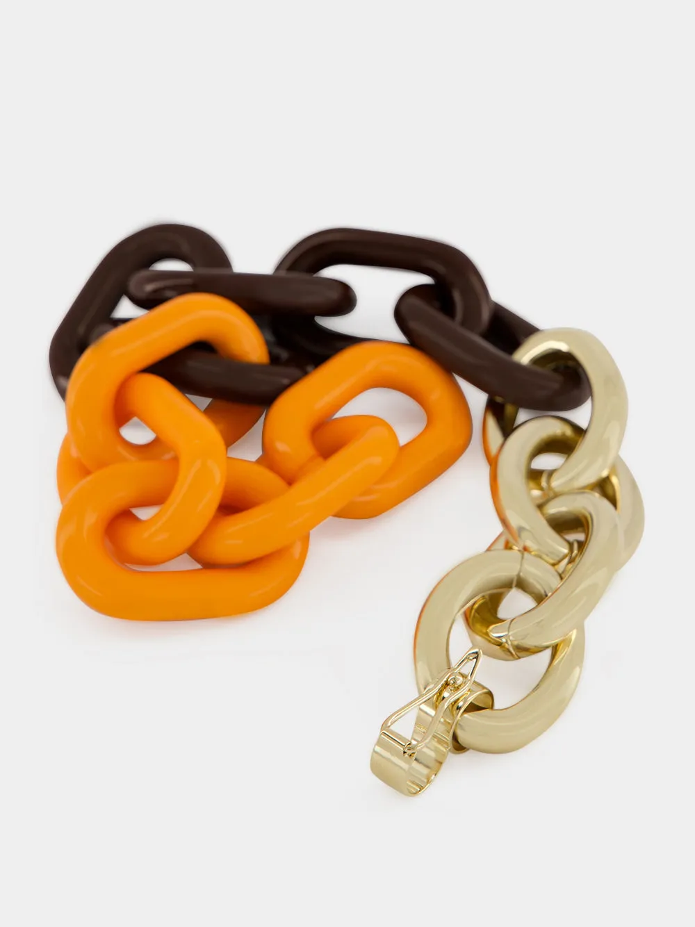 Orange and Brown Resin Chain Necklace sold by Fashion Clinic product image thumbnail 4