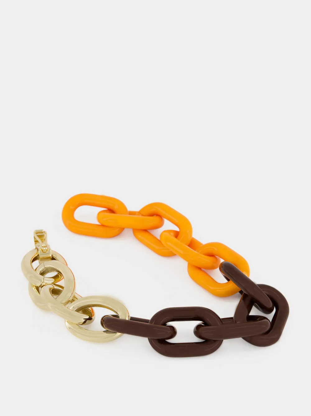 Orange and Brown Resin Chain Necklace sold by Fashion Clinic product image thumbnail 3