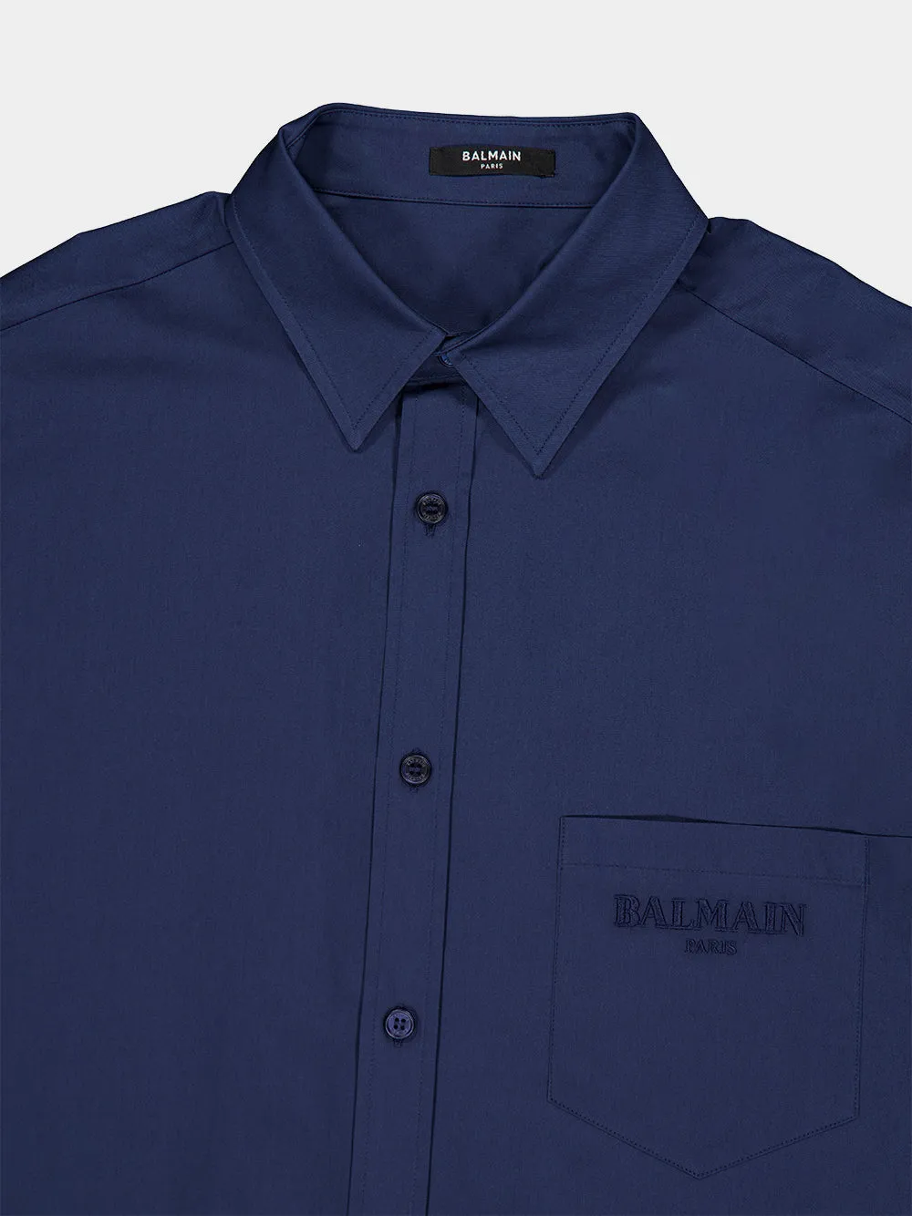 Blue Loose-Fit Cotton Shirt sold by Fashion Clinic product image thumbnail 3