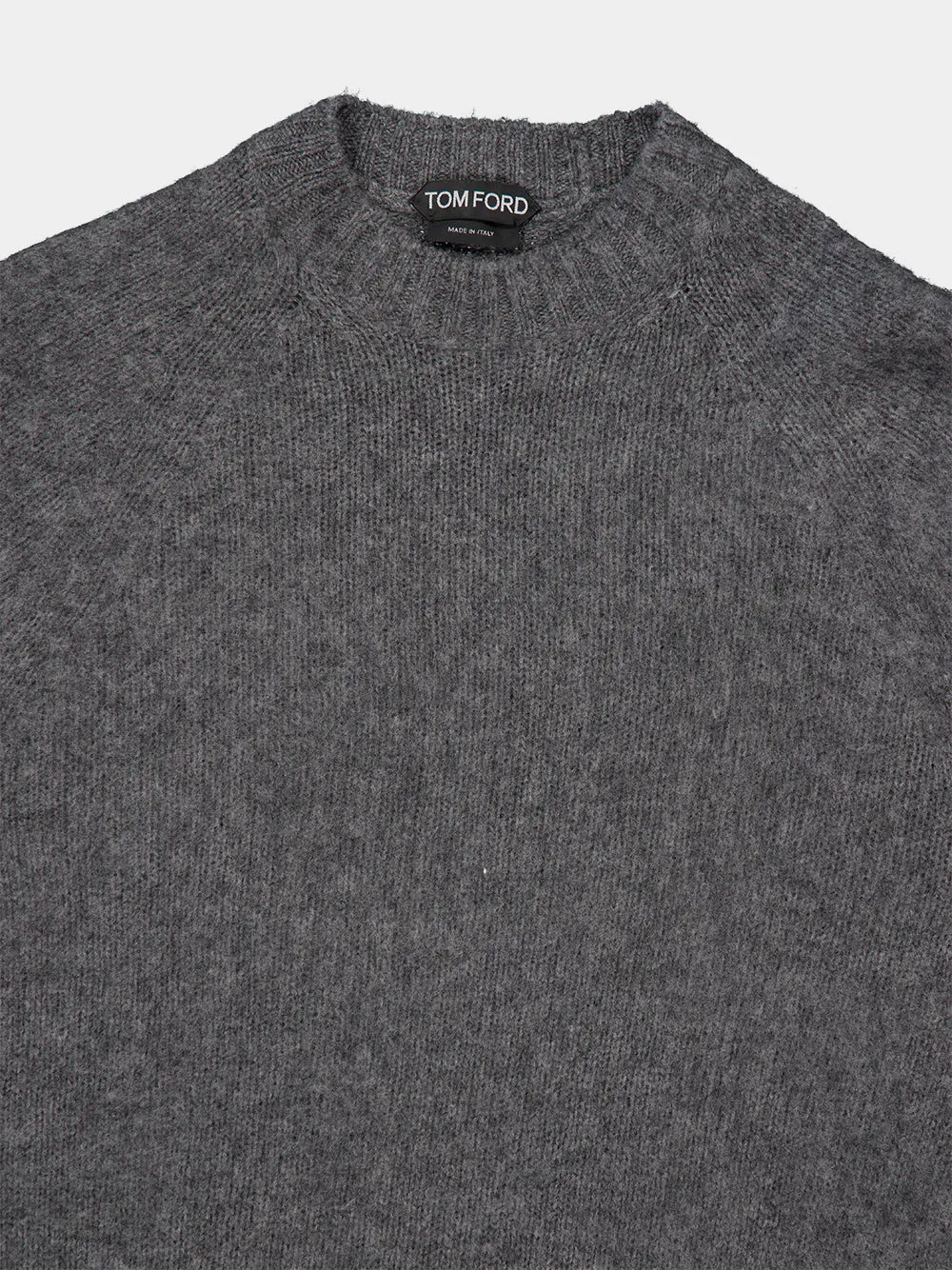 Light Charcoal Brushed Cashmere Crew Neck Sweater sold by Fashion Clinic product image thumbnail 3