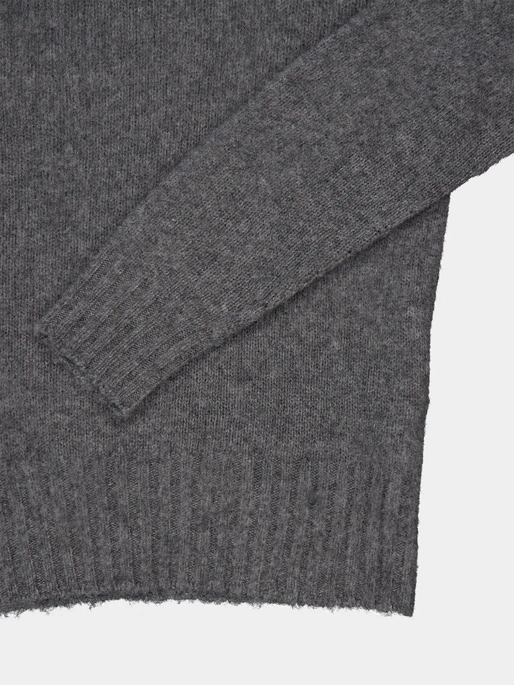 Light Charcoal Brushed Cashmere Crew Neck Sweater sold by Fashion Clinic product image thumbnail 4