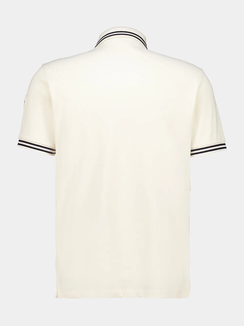 Ivory Striped Trim Cotton Polo Shirt sold by Fashion Clinic product image thumbnail 4