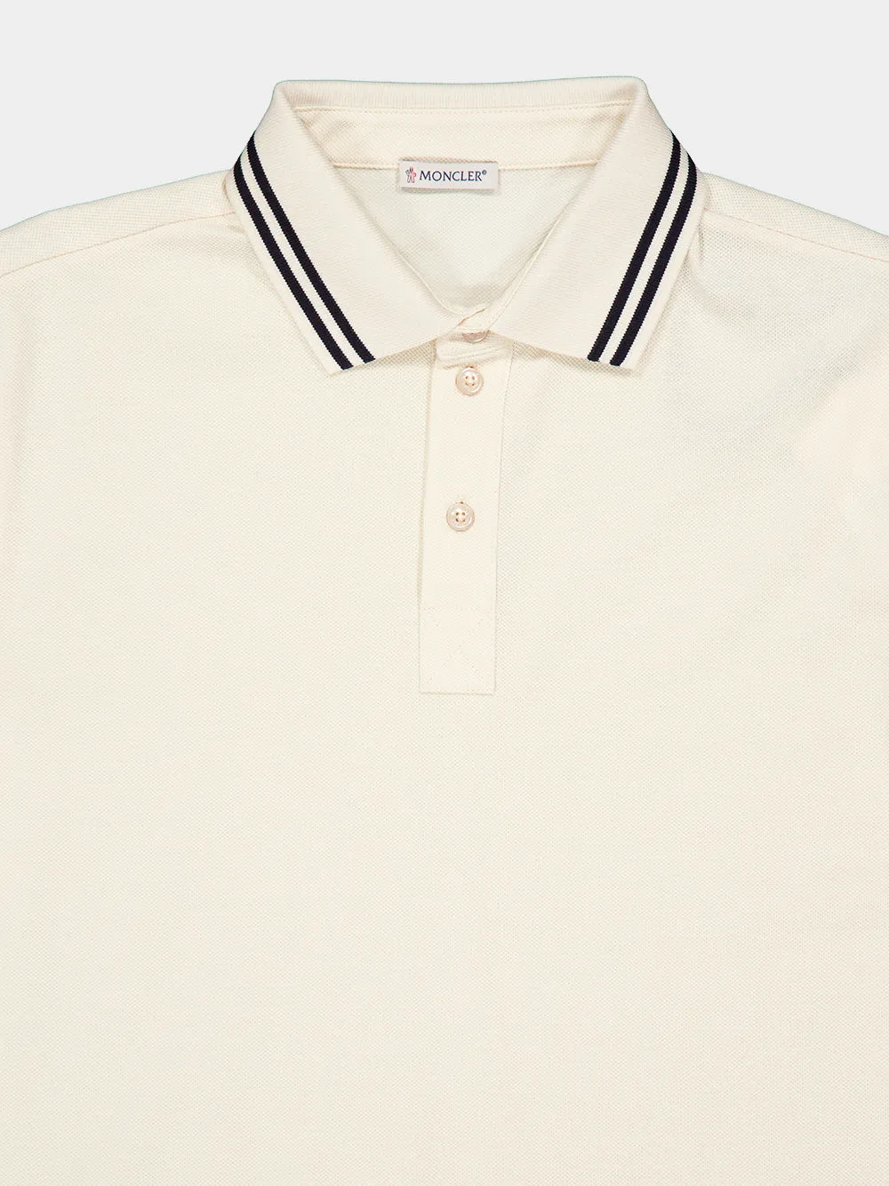Ivory Striped Trim Cotton Polo Shirt sold by Fashion Clinic product image thumbnail 5
