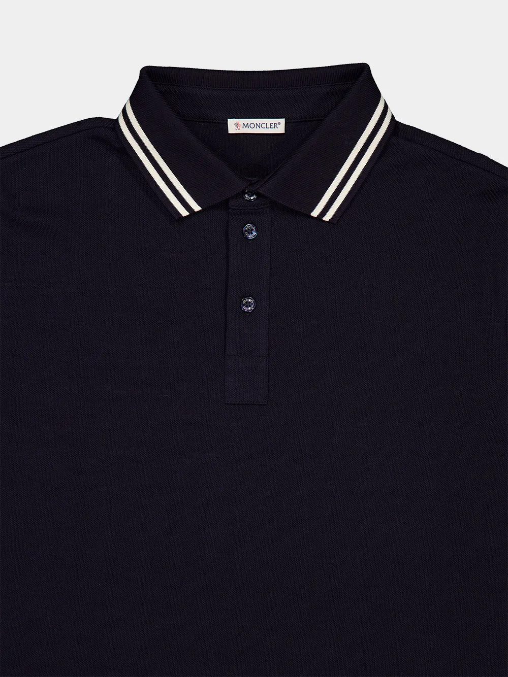 Dark Blue Striped Trim Cotton Polo Shirt sold by Fashion Clinic product image thumbnail 3