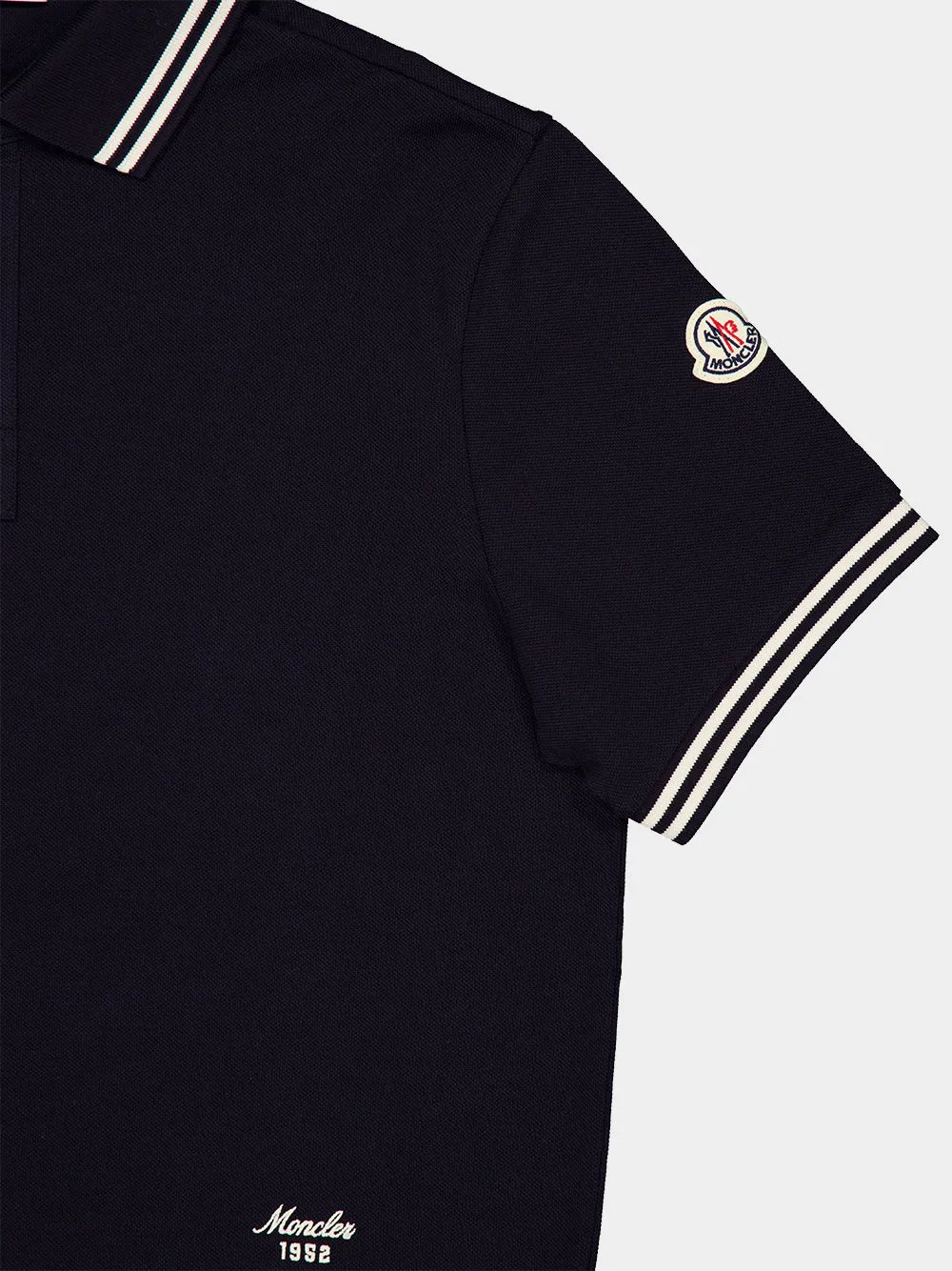Dark Blue Striped Trim Cotton Polo Shirt sold by Fashion Clinic product image thumbnail 4