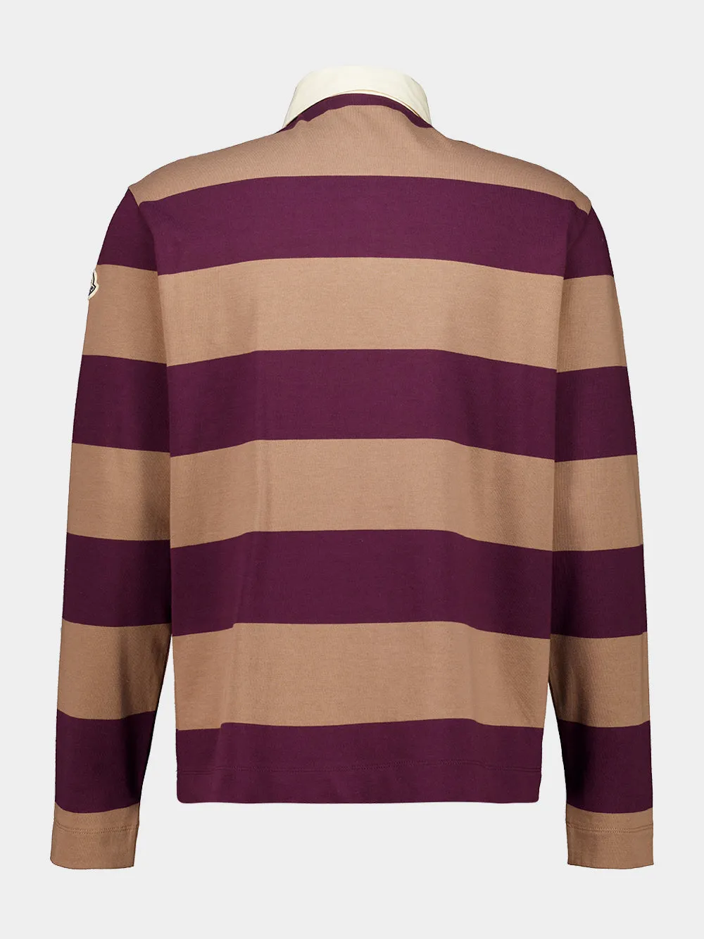 Beige and Burgundy Striped Cotton Polo Shirt sold by Fashion Clinic product image thumbnail 4