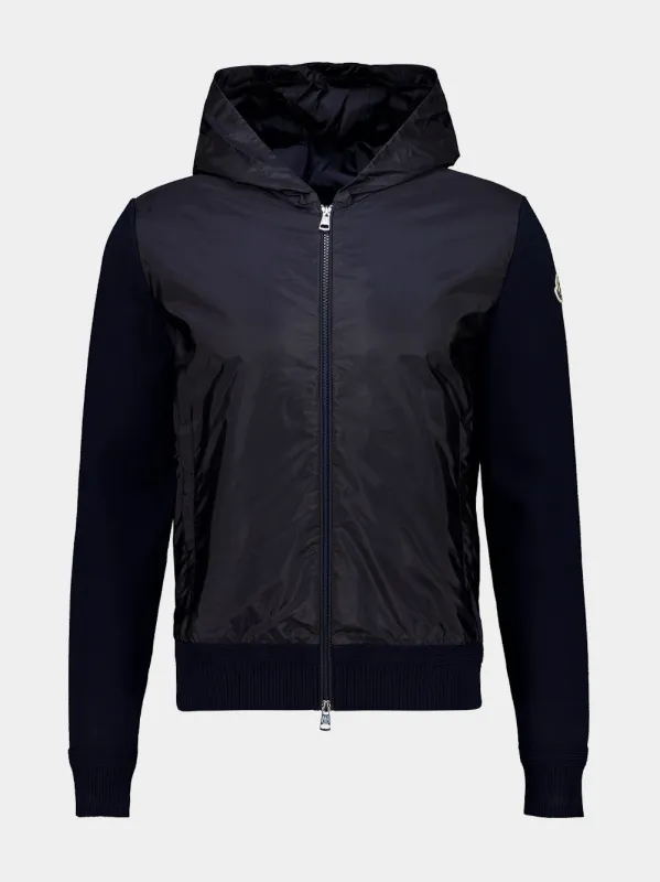 Navy Blue Cotton Blend Hooded Sweatshirt made by Moncler