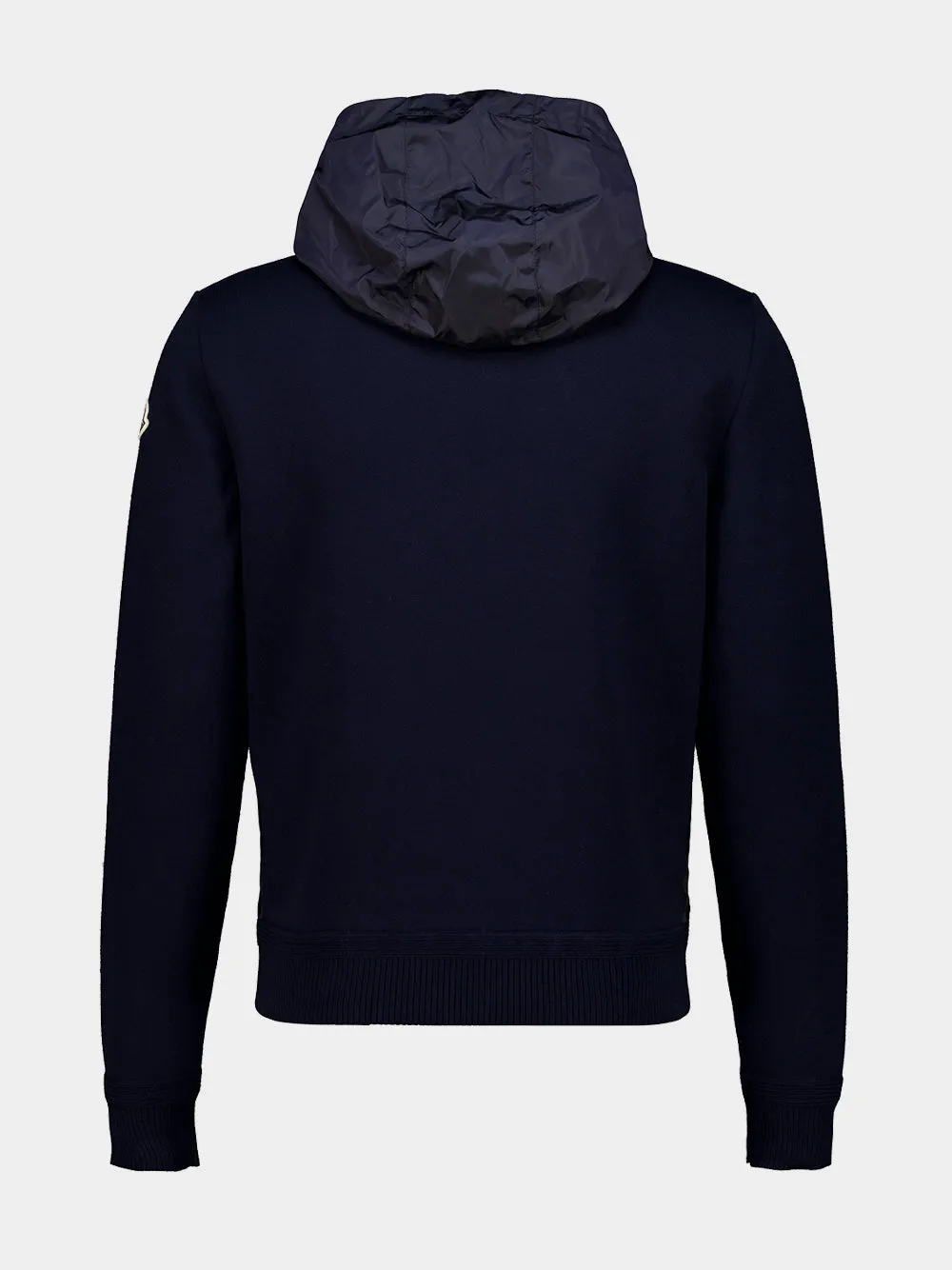 Navy Blue Cotton Blend Hooded Sweatshirt sold by Fashion Clinic product image thumbnail 2