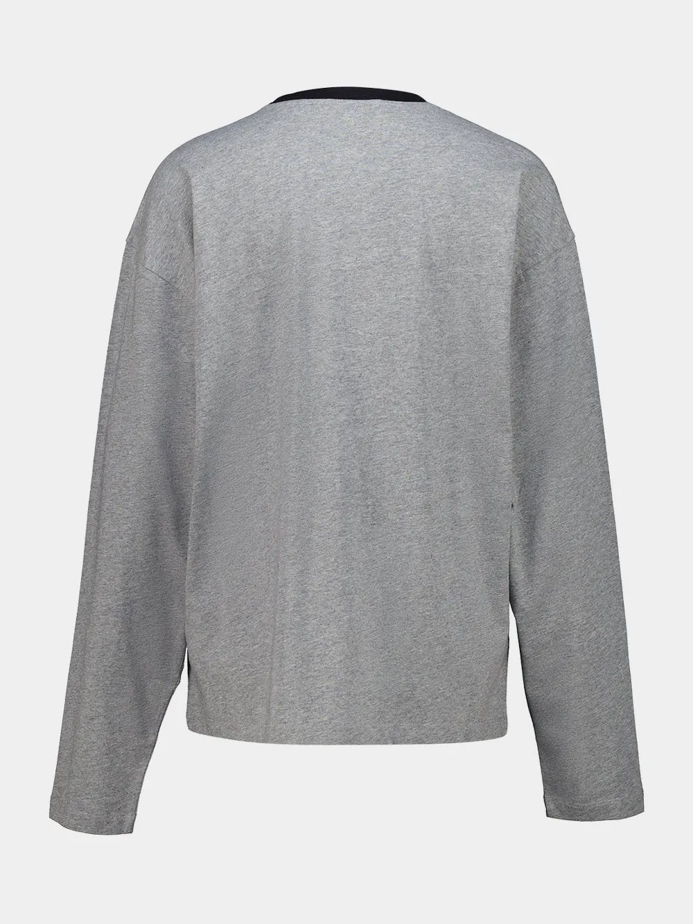 Gray and Black Cotton Jersey Long-Sleeve T-Shirt sold by Fashion Clinic product image thumbnail 2