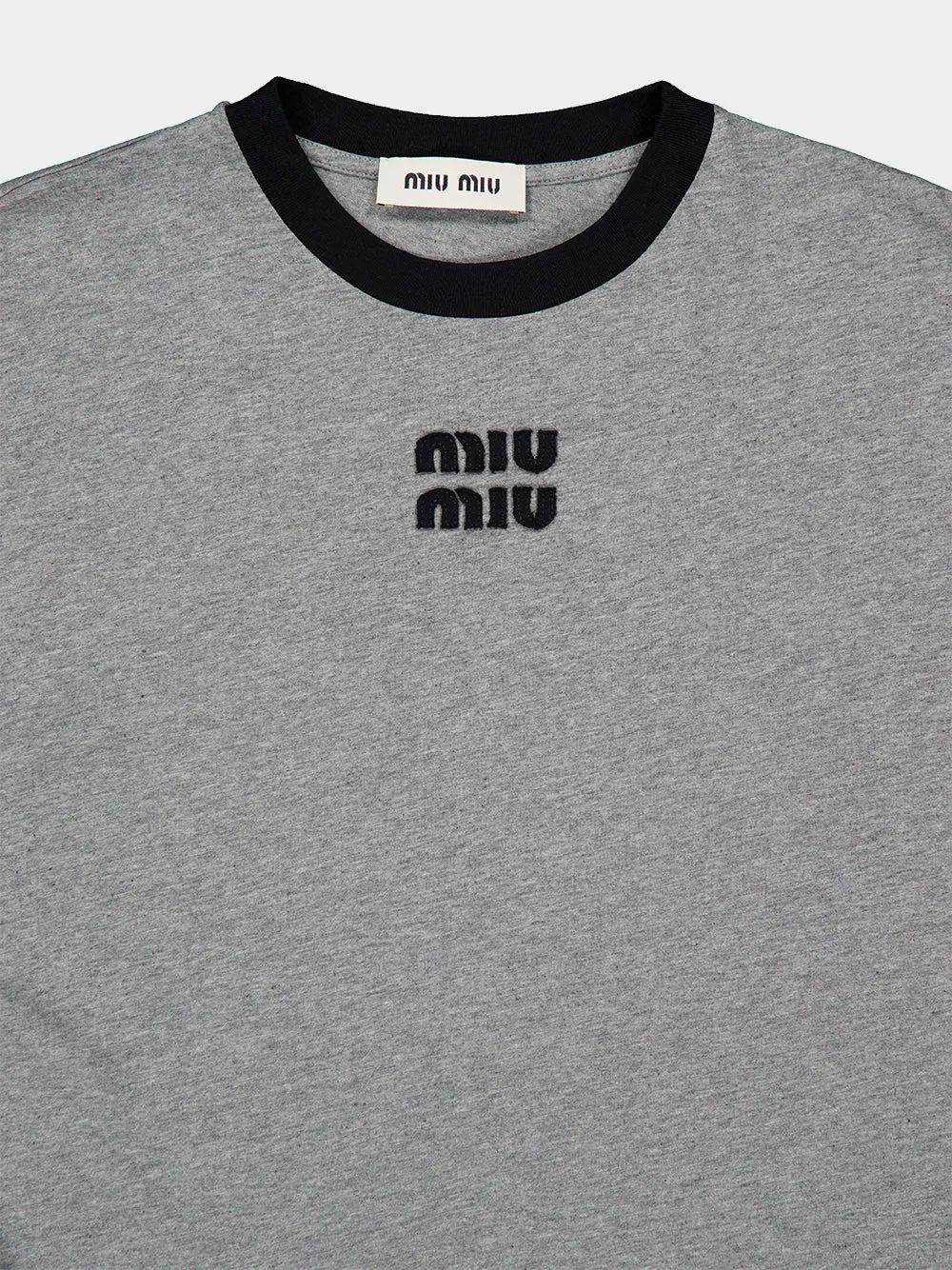 Gray and Black Cotton Jersey Long-Sleeve T-Shirt sold by Fashion Clinic product image thumbnail 3