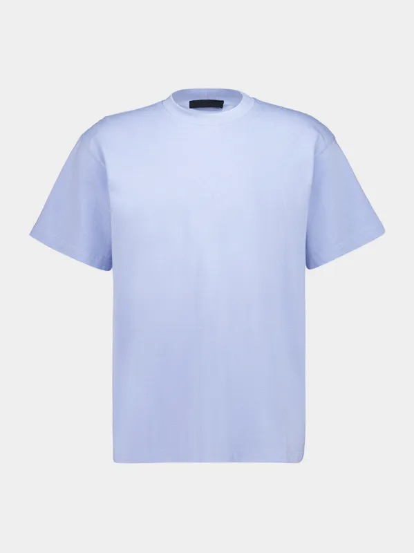 Sky Blue Cotton Crewneck T-Shirt made by Prada
