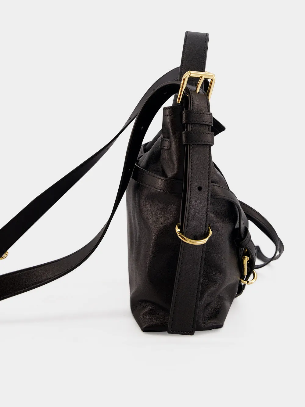 Black Small Voyou Leather Bucket Bag sold by Fashion Clinic product image thumbnail 5