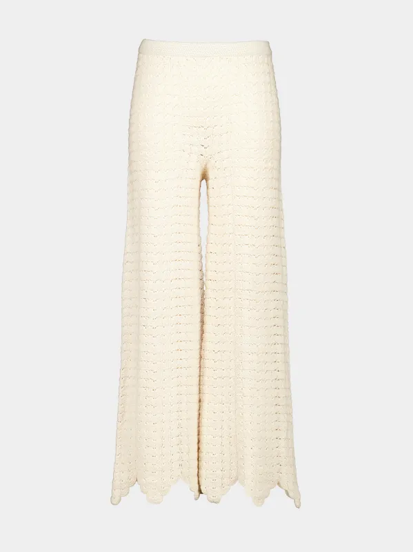Ivory Safi Crochet Trousers made by ESCVDO