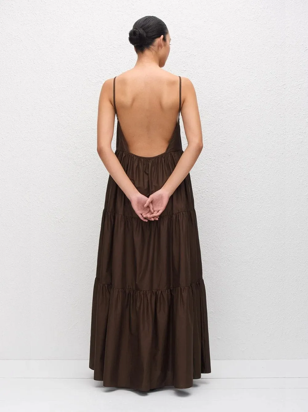 Chocolate Tiered Low Back Sundress sold by Fashion Clinic product image thumbnail 3