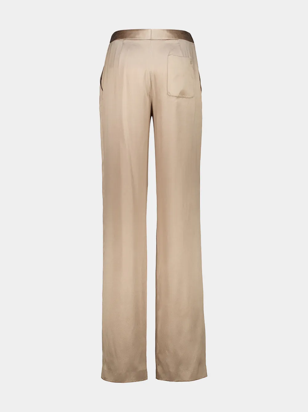 Desert Taupe Silk Satin Double Pleat Pants sold by Fashion Clinic product image thumbnail 4