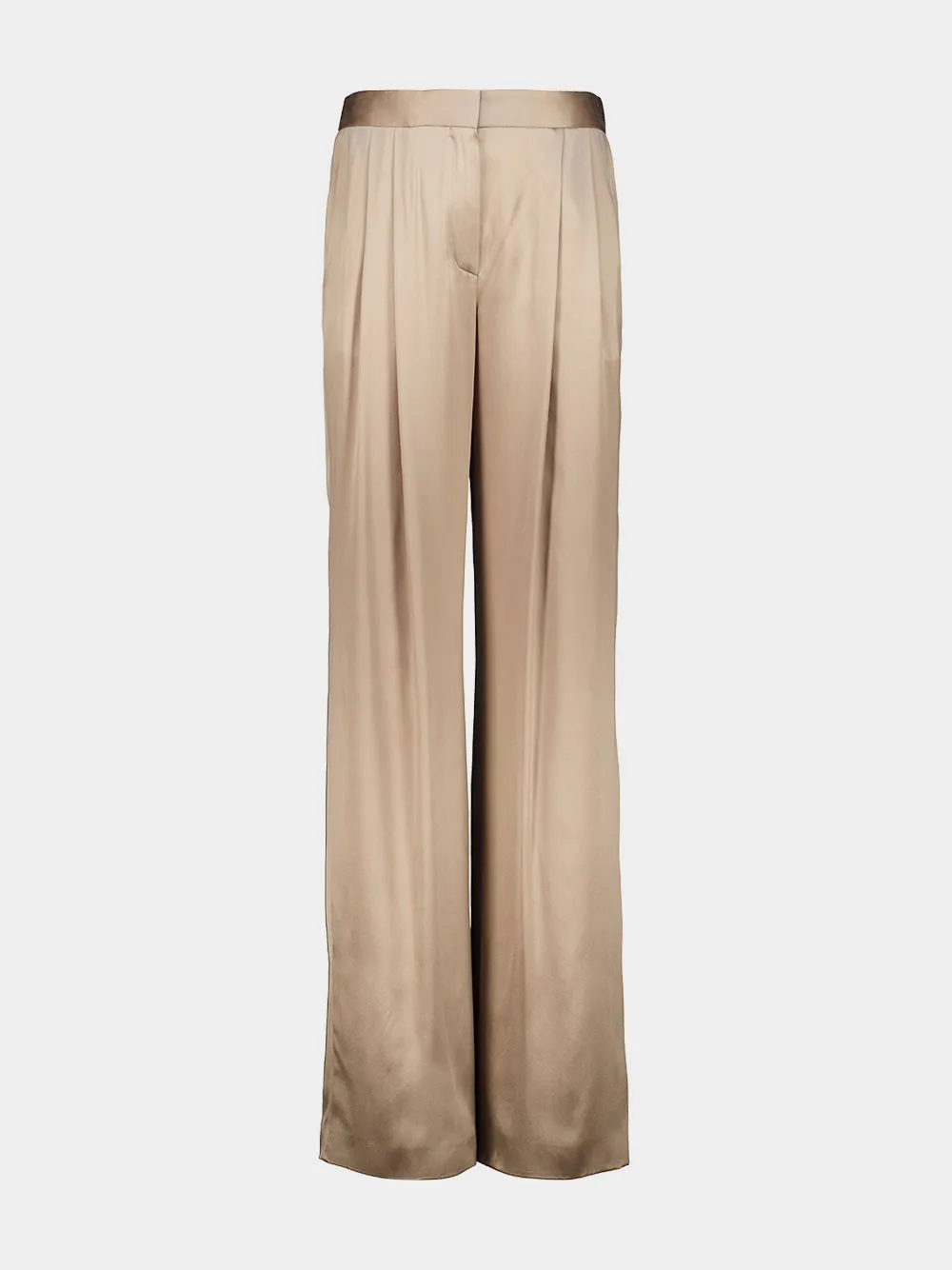 Desert Taupe Silk Satin Double Pleat Pants sold by Fashion Clinic product image thumbnail 2