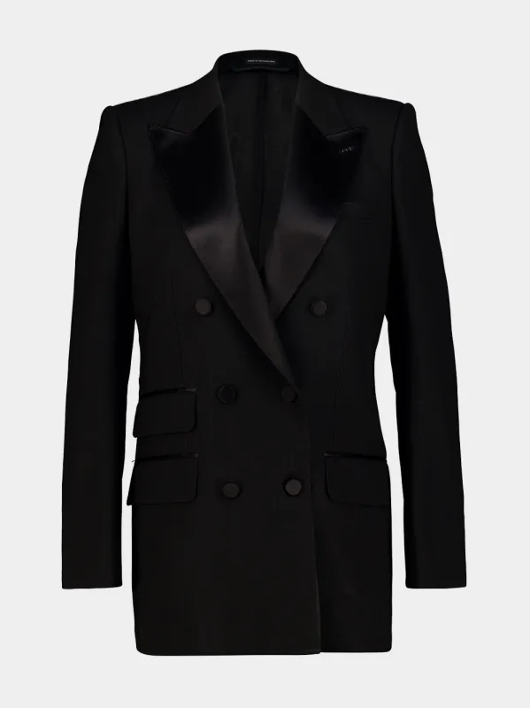 Black Double-Breasted Tuxedo Blazer made by Tom Ford