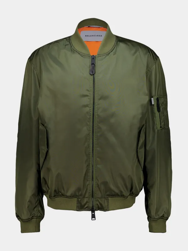 Khaki Polyamide Bomber Jacket made by Balenciaga