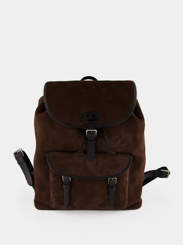 Brown Antibes Suede Backpack made by Valentino Garavani