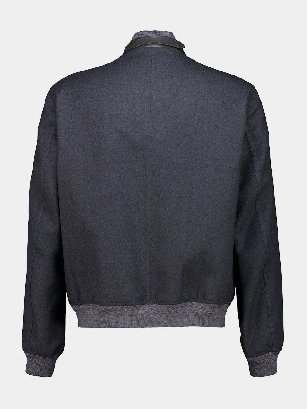 Grey Mélange Wool Bomber Jacket sold by Fashion Clinic product image thumbnail 2