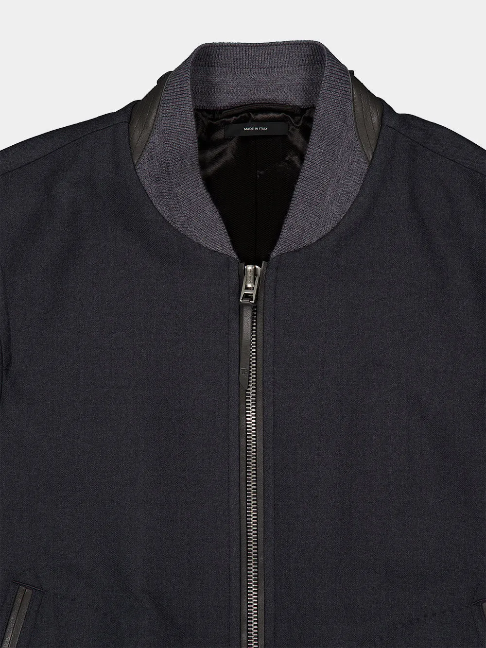 Grey Mélange Wool Bomber Jacket sold by Fashion Clinic product image thumbnail 3