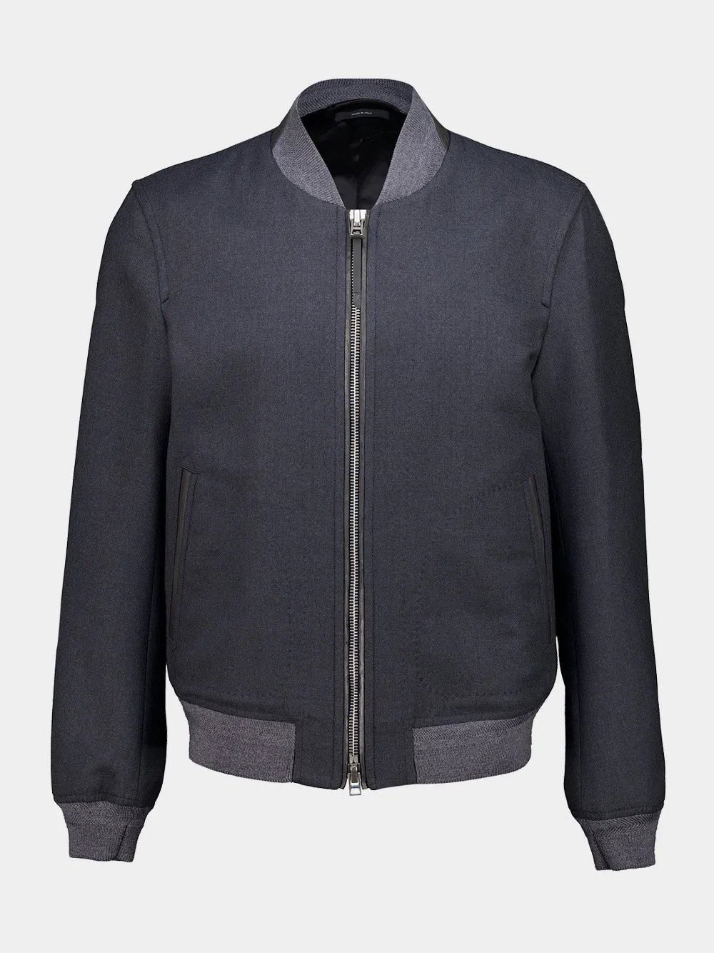 Grey Mélange Wool Bomber Jacket sold by Fashion Clinic