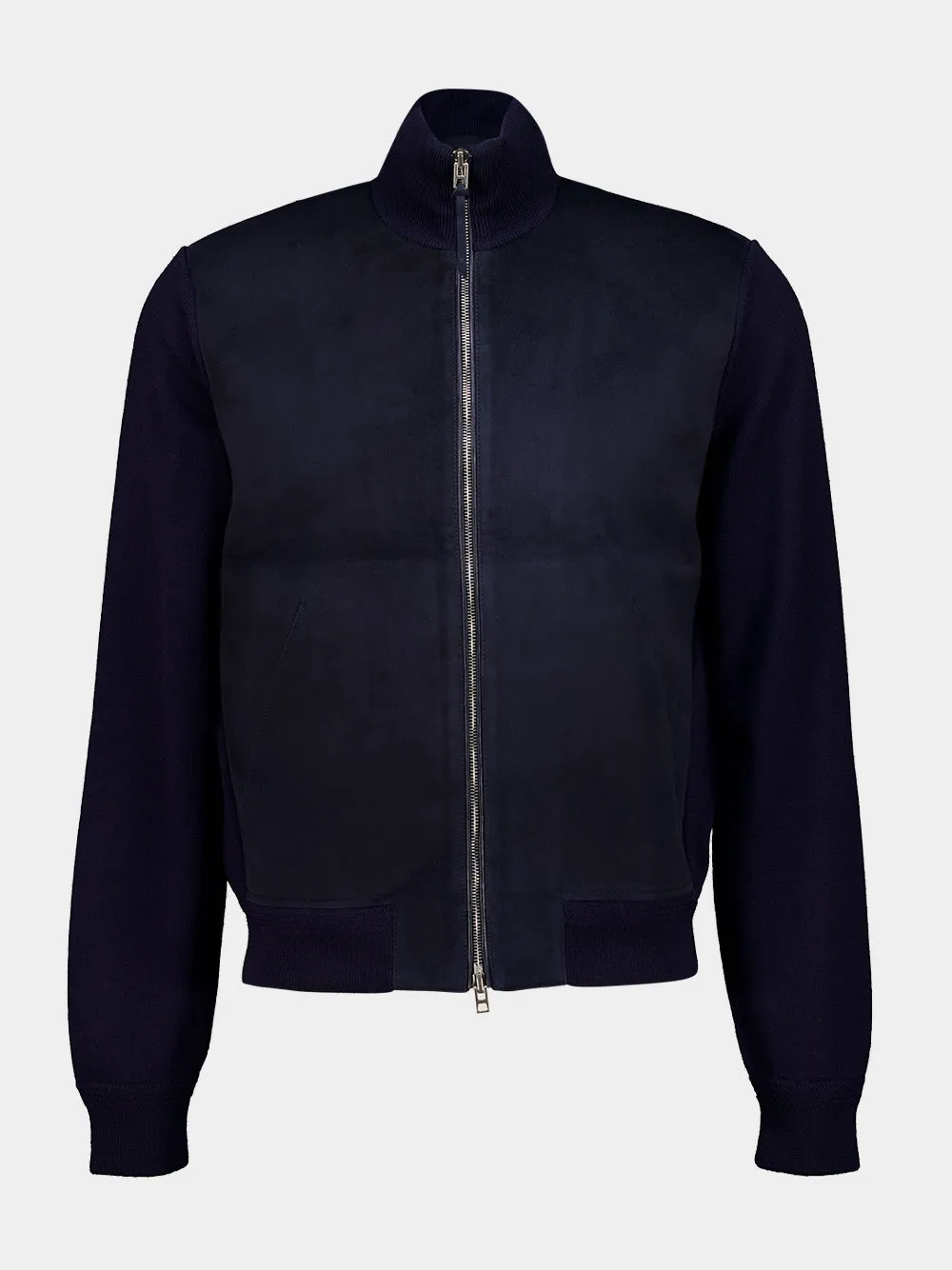 Navy Suede Front Merino Jacket sold by Fashion Clinic product image thumbnail 2