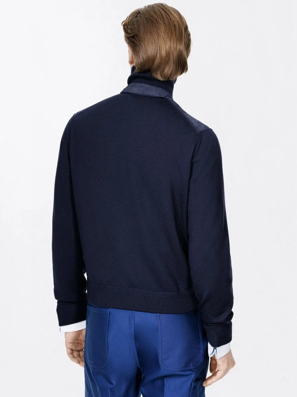 Navy Suede Front Merino Jacket sold by Fashion Clinic product image thumbnail 3