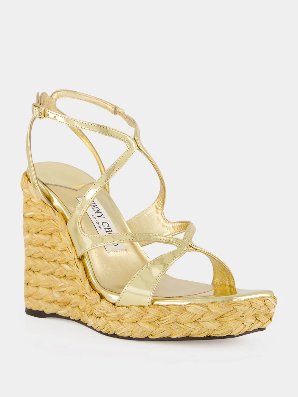 Gold Ayla Raffia Wedge Sandals sold by Fashion Clinic product image thumbnail 2