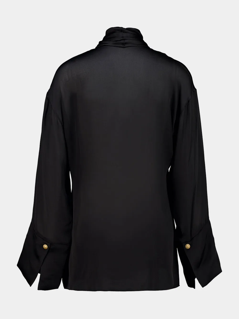 Black Silk Tie-Neck Blouse sold by Fashion Clinic product image thumbnail 4