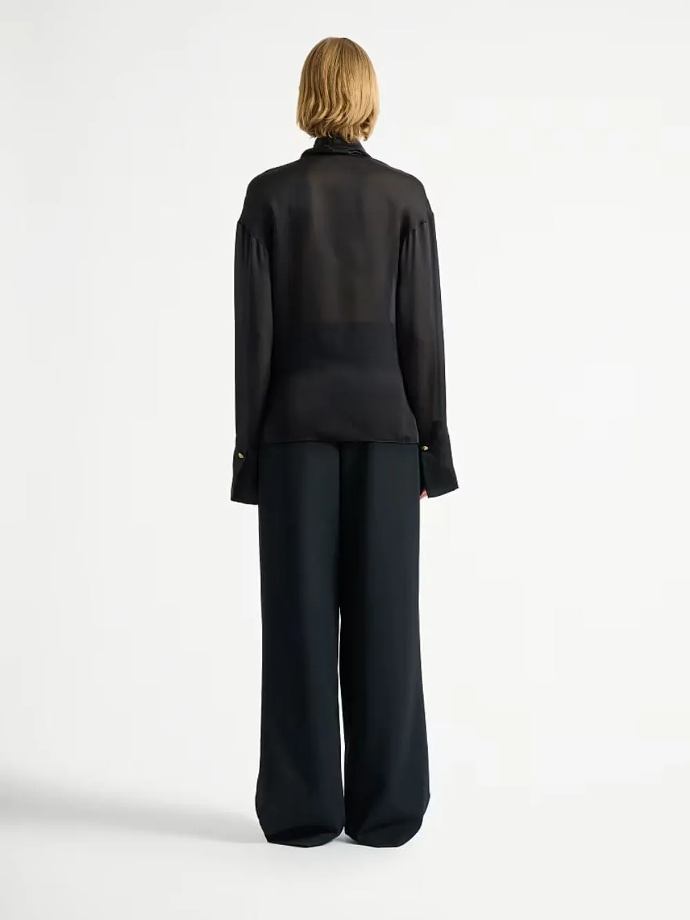 Black Silk Tie-Neck Blouse sold by Fashion Clinic product image thumbnail 3