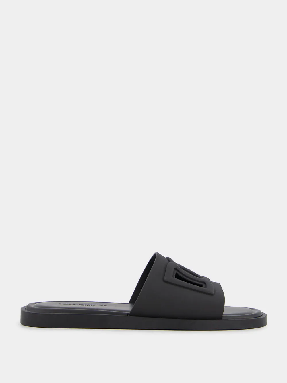 Black Rubber DG Logo Slides sold by Fashion Clinic