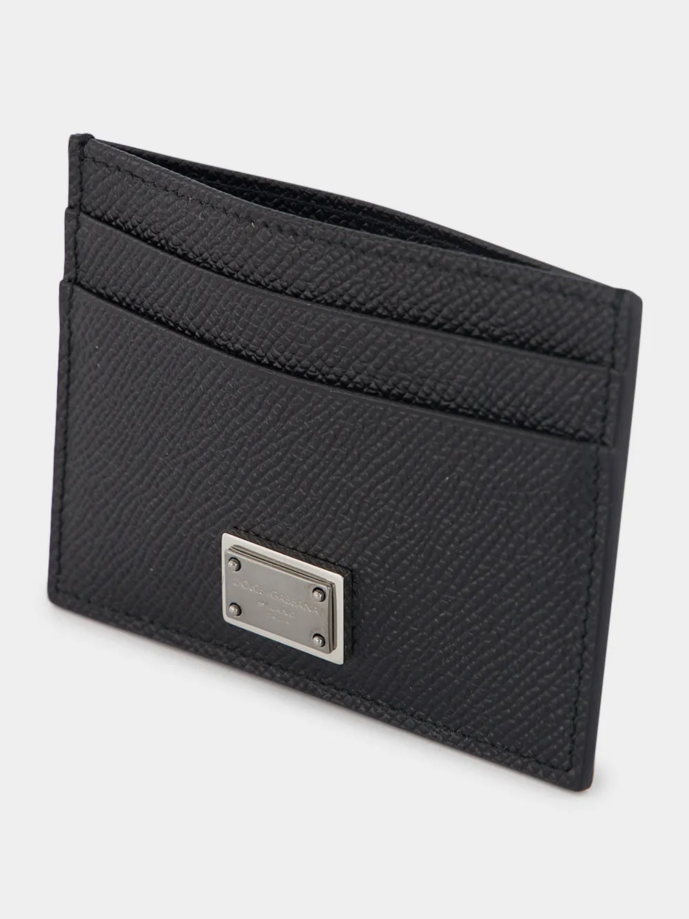 Black Dauphine Leather Card Holder sold by Fashion Clinic product image thumbnail 3