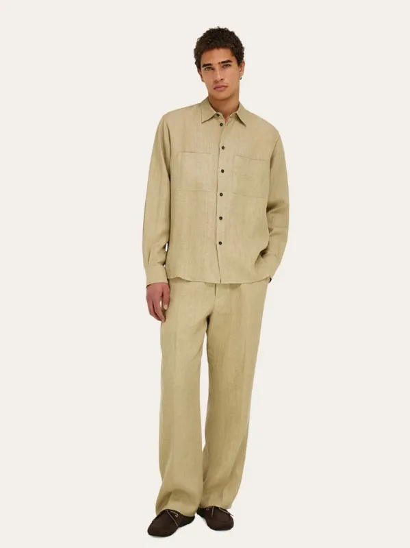 Stone Linen Tailored Joggers made by Salvatore Ferragamo