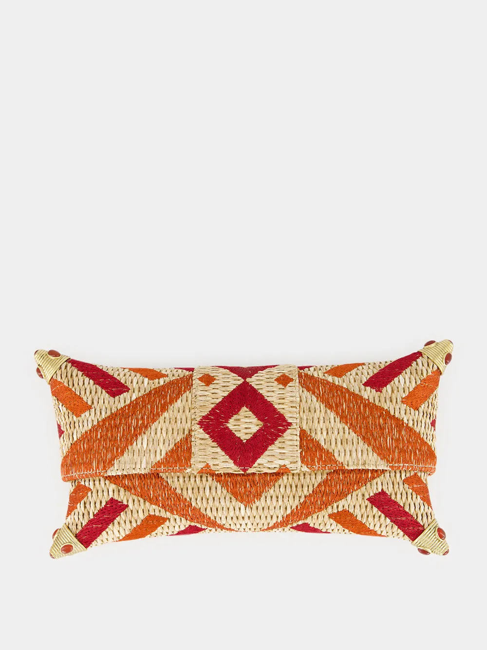Cecil Natural Coral Embroidered Straw Clutch sold by Fashion Clinic product image thumbnail 4