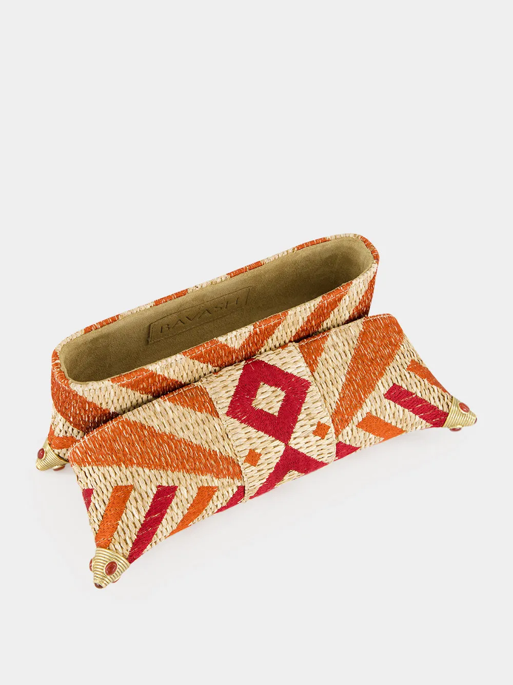 Cecil Natural Coral Embroidered Straw Clutch sold by Fashion Clinic product image thumbnail 2