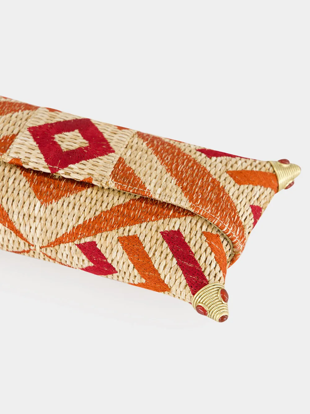 Cecil Natural Coral Embroidered Straw Clutch sold by Fashion Clinic product image thumbnail 3