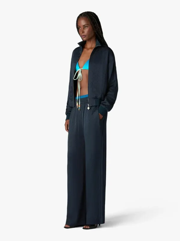 Navy Monogram Straight-Leg Trousers made by Casablanca