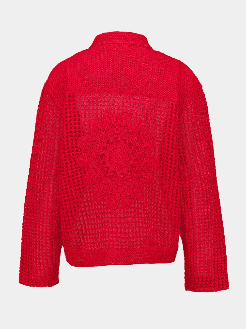 Red Solar Hand-Knitted Cotton Cardigan sold by Fashion Clinic product image thumbnail 3