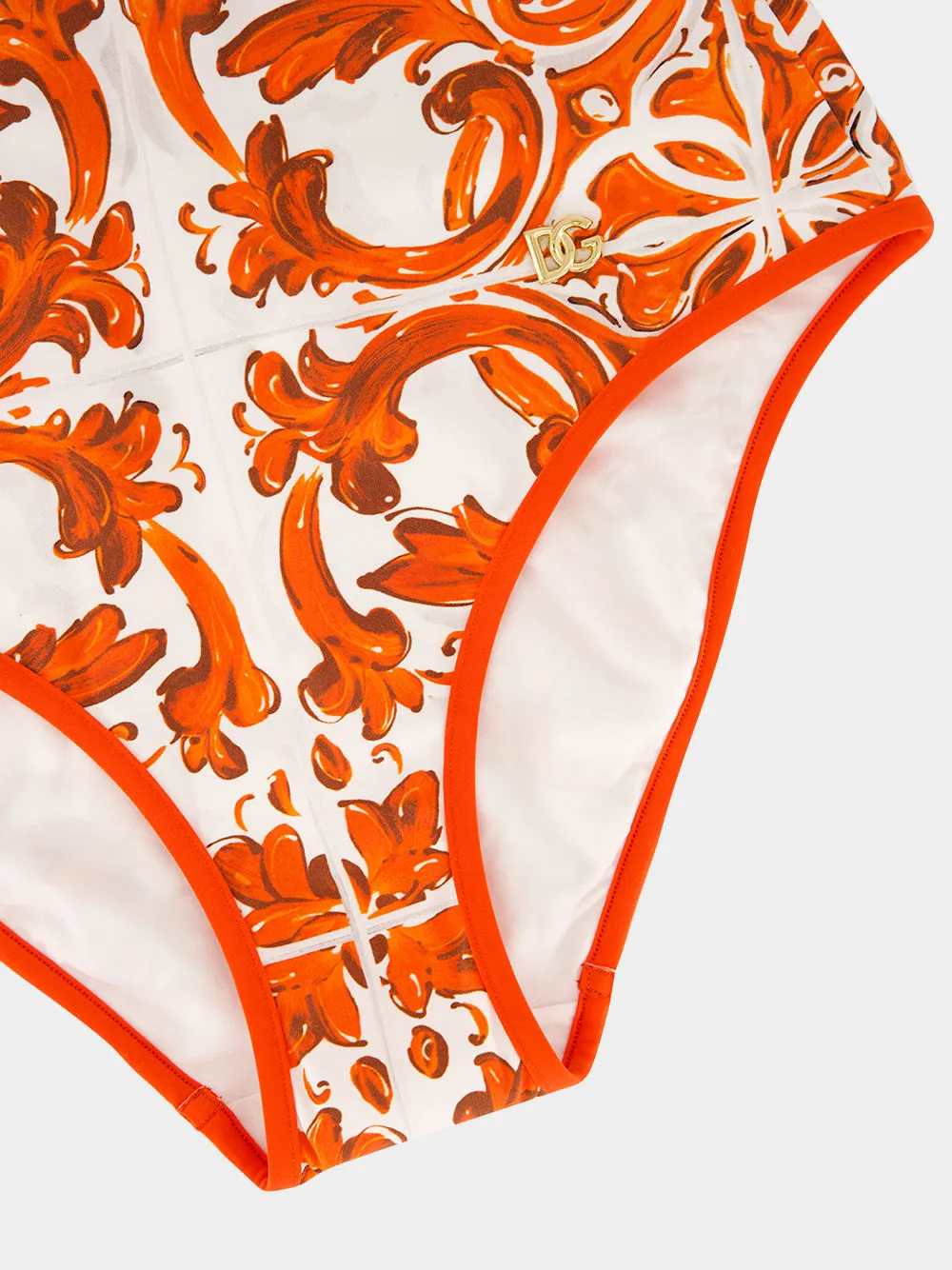 Orange Majolica Print One-Piece Swimsuit sold by Fashion Clinic product image thumbnail 4