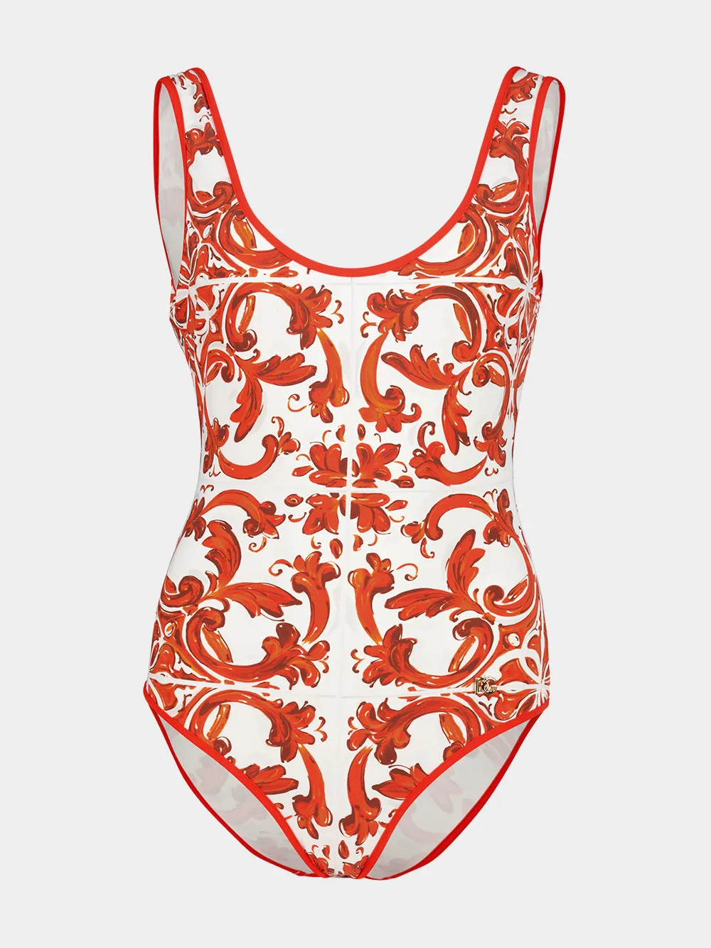 Orange Majolica Print One-Piece Swimsuit sold by Fashion Clinic