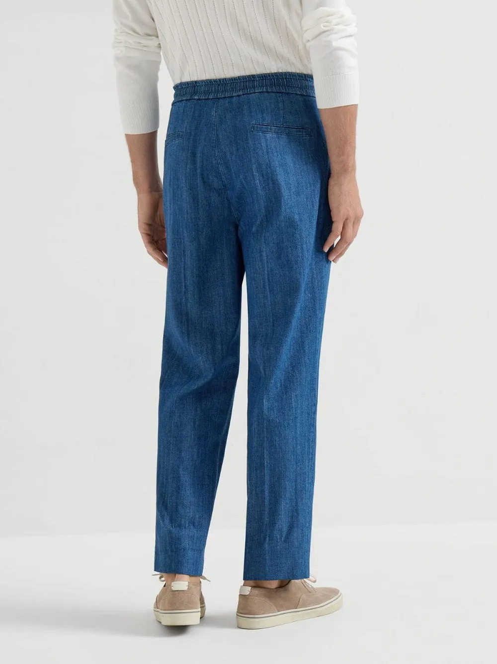 Lightweight Denim Drawstring Trousers sold by Fashion Clinic product image thumbnail 4