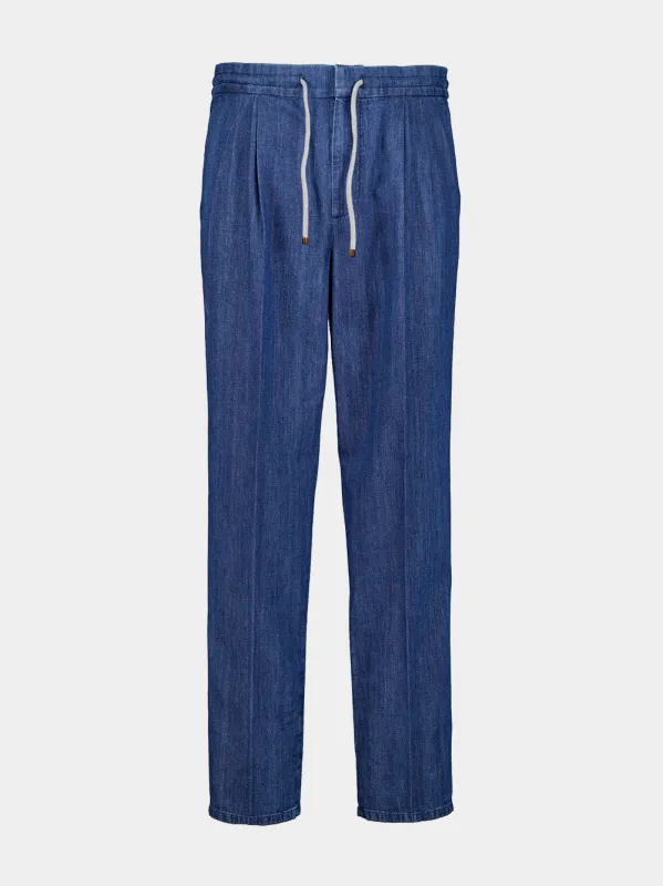 Lightweight Denim Drawstring Trousers made by Brunello Cucinelli