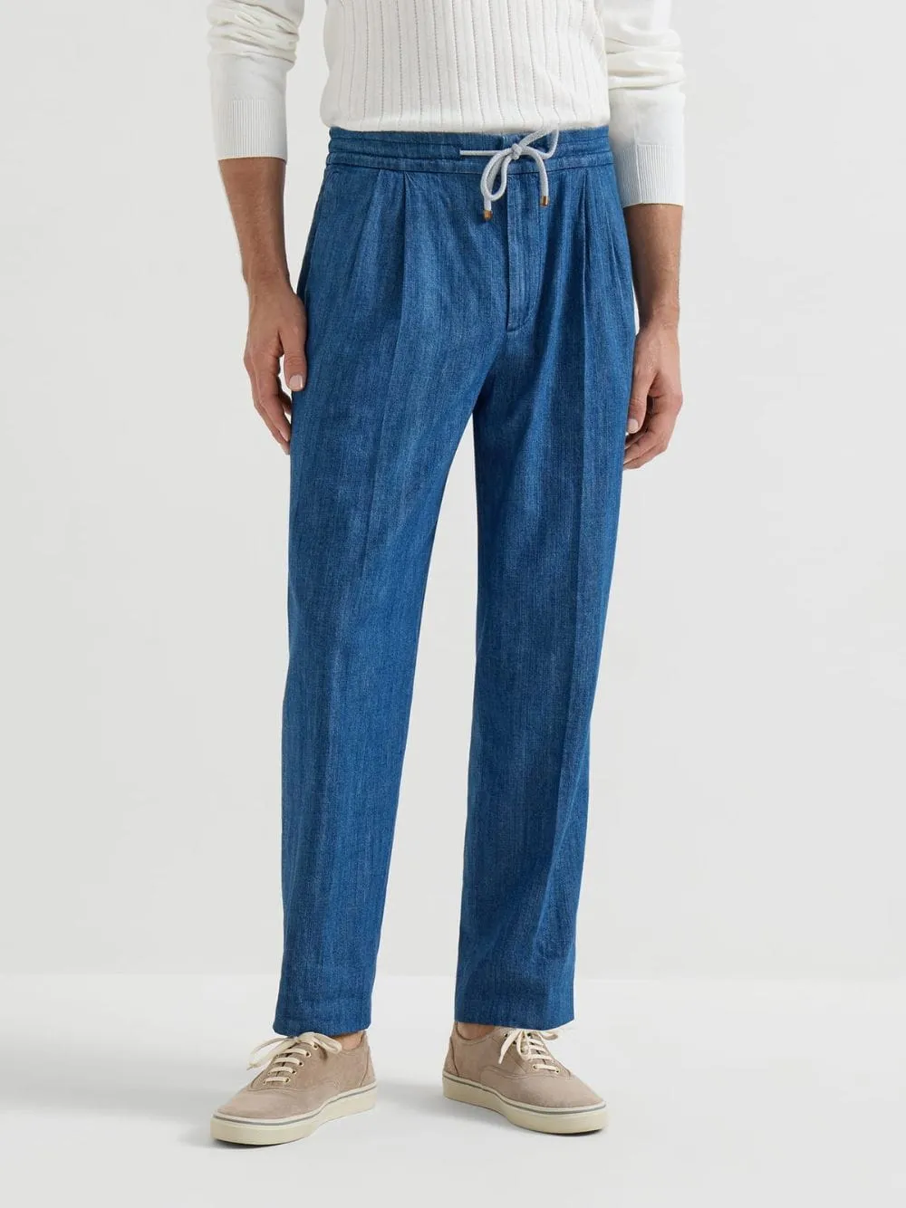 Lightweight Denim Drawstring Trousers sold by Fashion Clinic product image thumbnail 2